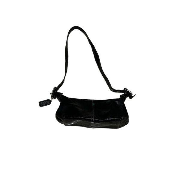 Coach Y2K Black Leather Shoulder Bag | 90s/2000s Baguette Purse - Picture 3 of 4